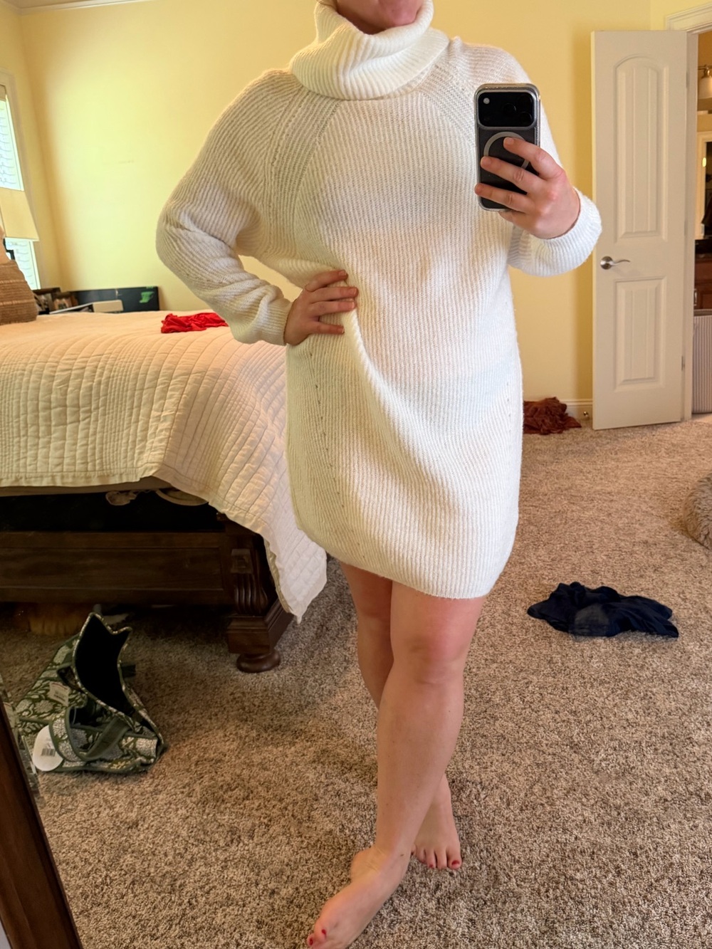 Fable Ivory Turtleneck Sweater Dress